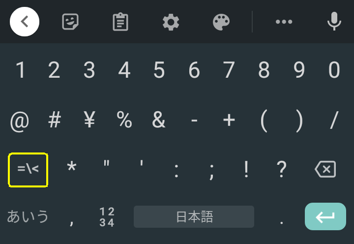 数字と記号が表示される