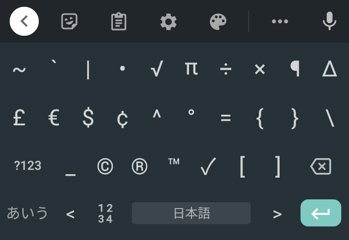 別の記号が表示